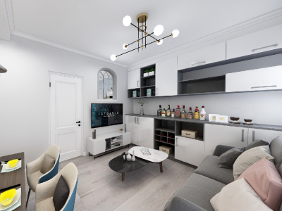 鑫苑花苑132平米北欧风格三居室装修案例