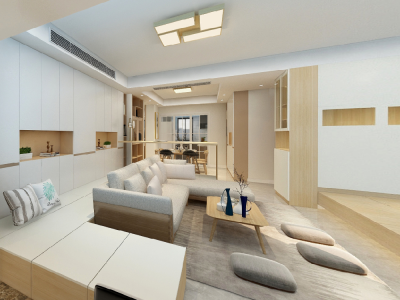 东方苑北苑125平米三居室日式风格装修案例