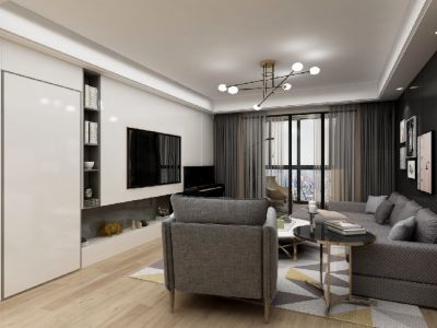 鑫苑花苑110平米现代简约风格三居室装修案例