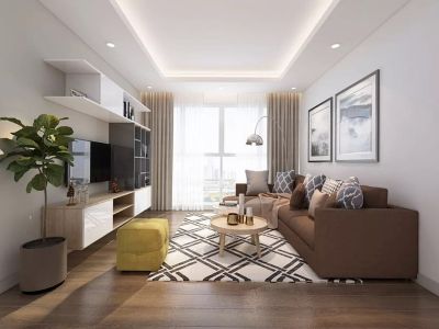 恒大公园108平二居室现代风格装修案例