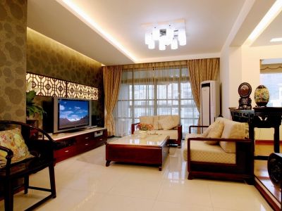 蓝城玫瑰园中式风格140平米三室两厅装修案例