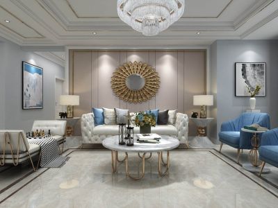 仁恒江湾城兰苑126平米三居室现代轻奢装修案例