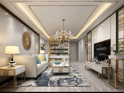 千渡·东山晴110平三居室现代风格装修案例