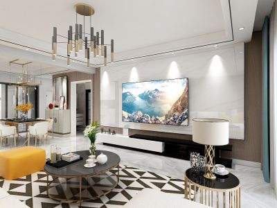 千渡·东山晴120平三居室现代风格装修案例