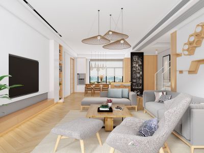 碧桂园·城市花园132平三居室混搭风格装修案例