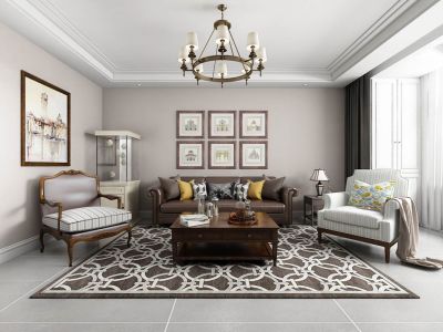 恒大滨河左岸134平三居室美式风格装修案例