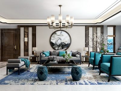 恒大华府500平别墅新中式风格装修案例