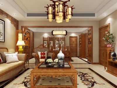 恒实·平阳景苑230平别墅中式风格装修案例