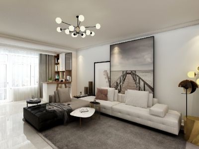 海胥澜庭北欧风格128平米装修案例