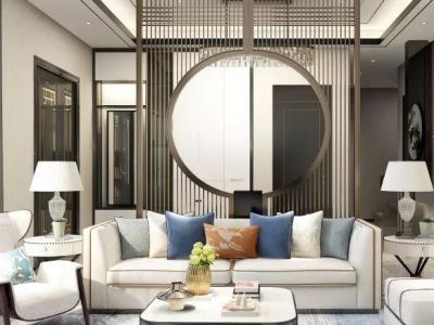 华发公园首府新中式风格四居室装修案例