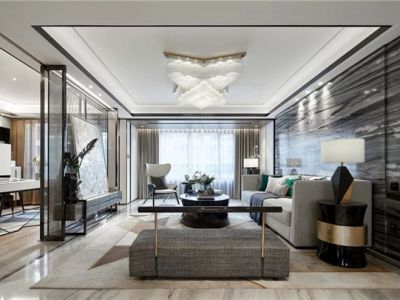 恒大港湾167平三居室轻奢风格装修案例