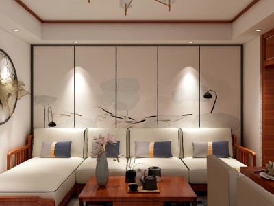 春风与湖102平米新中式风格三居室装修案例