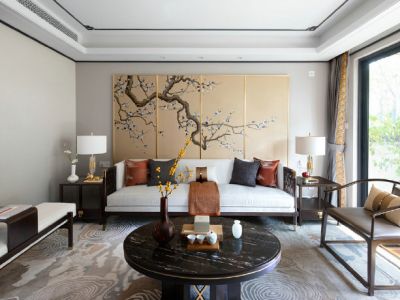 华峪东区140平四居室新中式风格装修案例