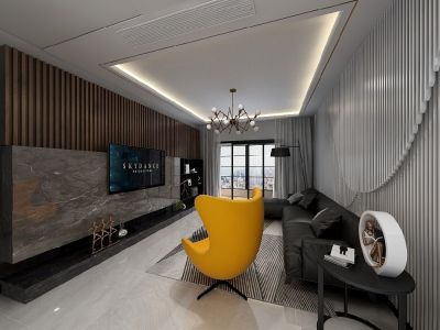 融创映湖十里90平米现代简约三居室装修案例