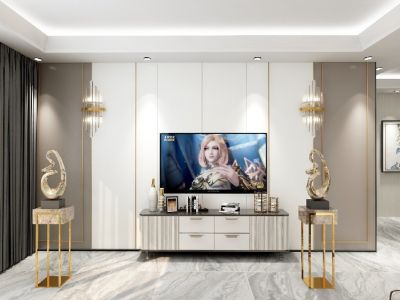 世茂璀璨天城120平米现代简约三室两厅装修案例