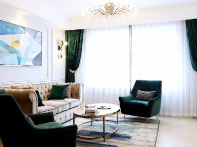 和悦财富天下105平米二居室美式风格装修案例