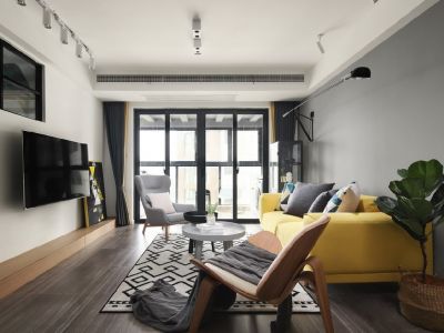 宝安江南城105平米北欧风格三居室装修设计图案例