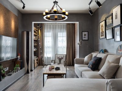 碧海桃园美式风格79平米二居室装修效果图案例