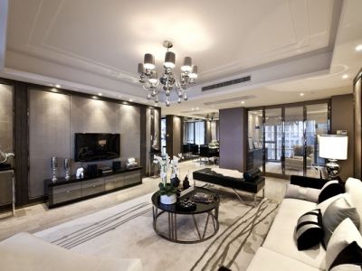 竹苑新村三居123方现代风格装修案例