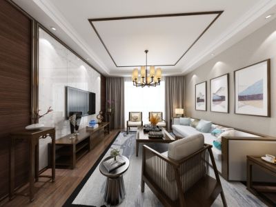 阳光国际95平二居室新古典风格装修案例