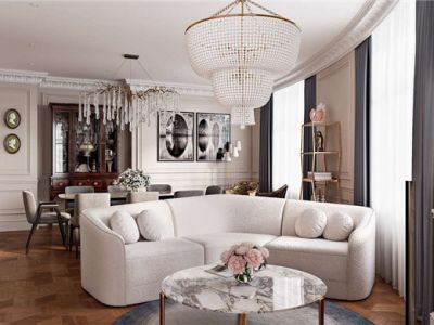 中国铁建山语城160㎡三居室现代风格装修案例