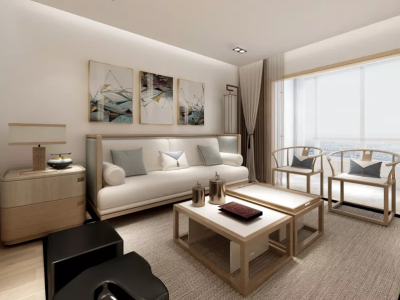 金润园西区新中式风格109平米三居室装修案例