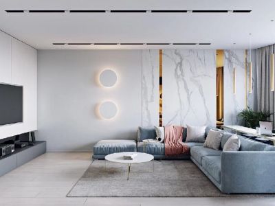 东方猿人谷轻奢风格122平米三居室装修设计案例