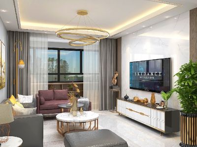 中华城109平三居室现代轻奢装修案例