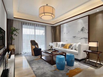龙湖天璞143平三居室新中式风格装修案例