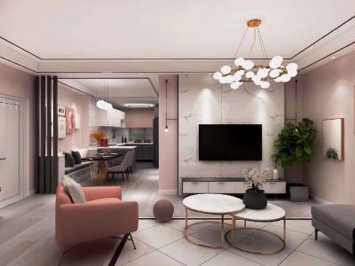 天立凤凰唐城轻奢风格110平米三居室装修案例