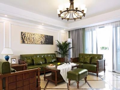 御景湾美式混搭装修风格125平米三居室装修案例