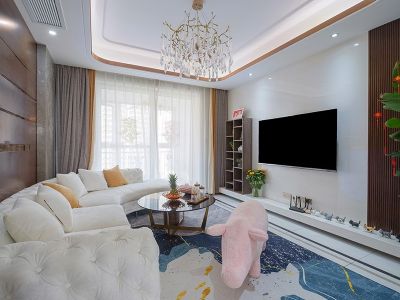 紫郡长安三居128方现代风格装修案例