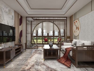 国赫天著新中式风格148平米装修案例