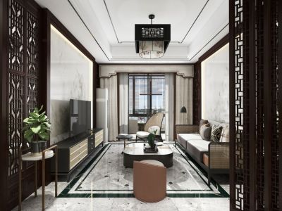 奥园城央云庭新中式风格119平米装修案例