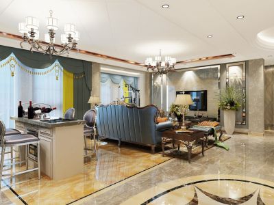 绿城蓝庭欧式风格136平米四居室装修案例