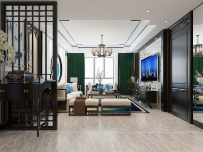 绿城理想之城新中式风格153平米平层装修案例