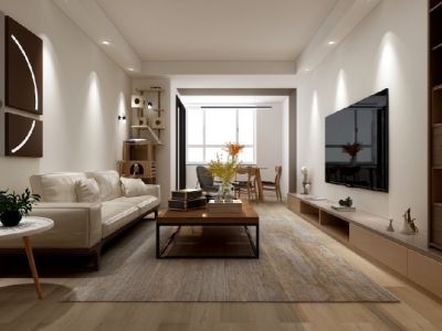 万盛中央公园110平米现代极简三居室装修案例