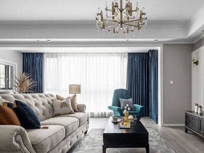 凤翔揽邑美式风格125平米三居室装修图案例