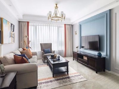 阳光城·翡丽云邸95平米美式风格三居室装修效果图案例