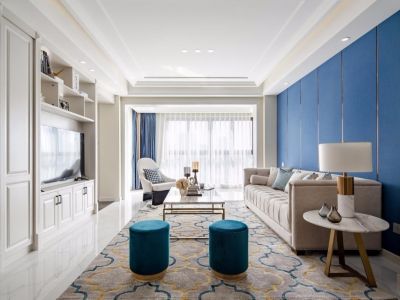 滨海花园美式风格130平米三居室装修案例