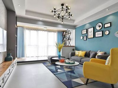 长福麒麟湾北欧风格118平米三居室装修设计案例