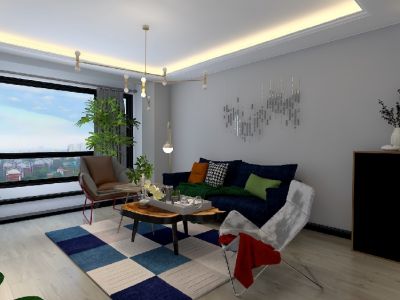 龙景逸墅90平二居室现代风格装修案例