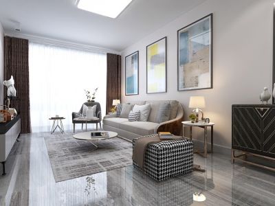 滨河花苑110平二居室现代简约装修案例