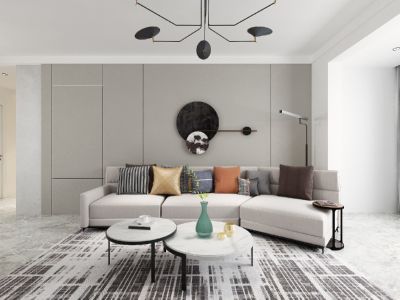 富力城A区110平三居室现代风格装修案例