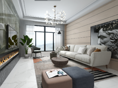 千禧锦绣苑120平三居室现代风格装修案例