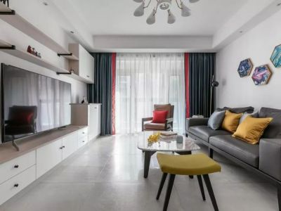 世茂云珑美式风格98平米二居室装修设计案例