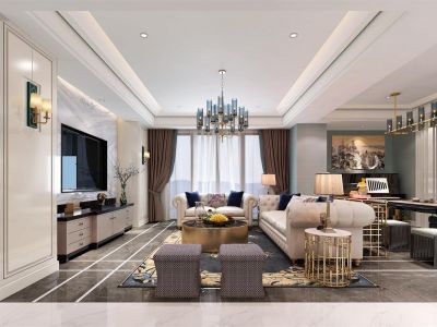 140平四居室现代轻奢装修案例