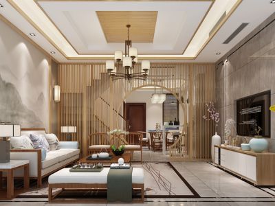 未名山150平四居室新中式装修案例