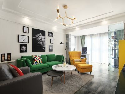 伴月湾帝景海岸130平米简约风格三居室装修设计案例