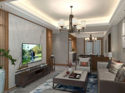 七里坪130平米新中式三居室装修案例